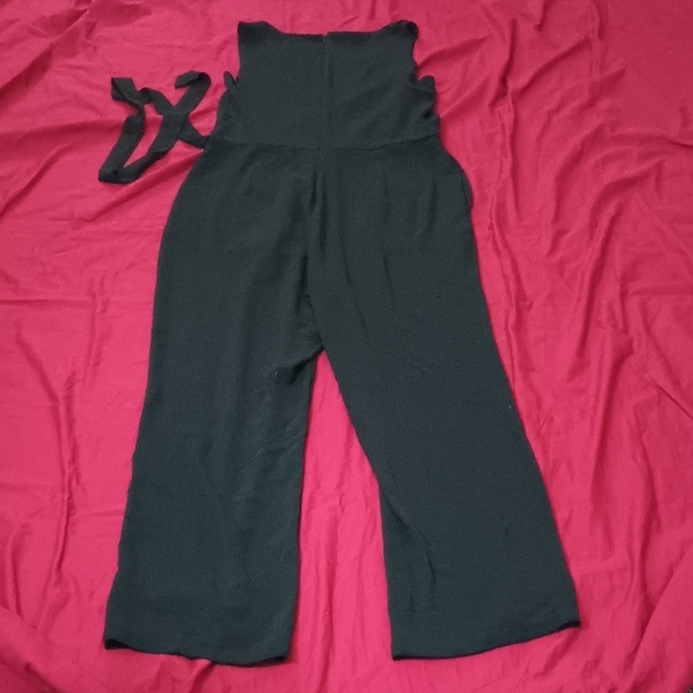 Tahari Black Jumpsuit With Tie Waist Back Zipper Spring Summer Stylish Size 14 - Picture 6 of 8